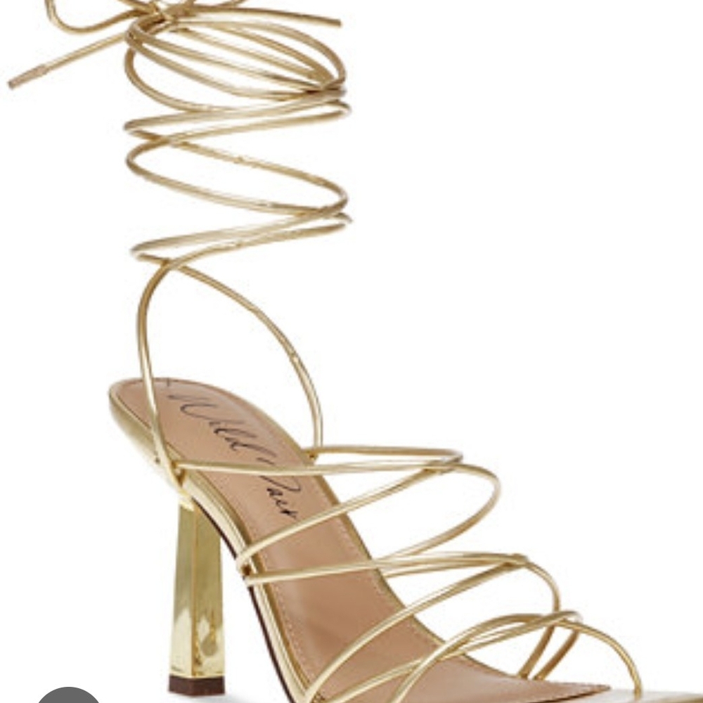 Wild Pair Gold Spiral Strap Heels